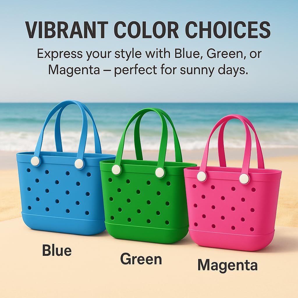 EVA Waterproof Beach Tote Bag-Large Sand Proof Tote with Handles for Women&Men|Lightweight Pool,Travel,Shopping Bag