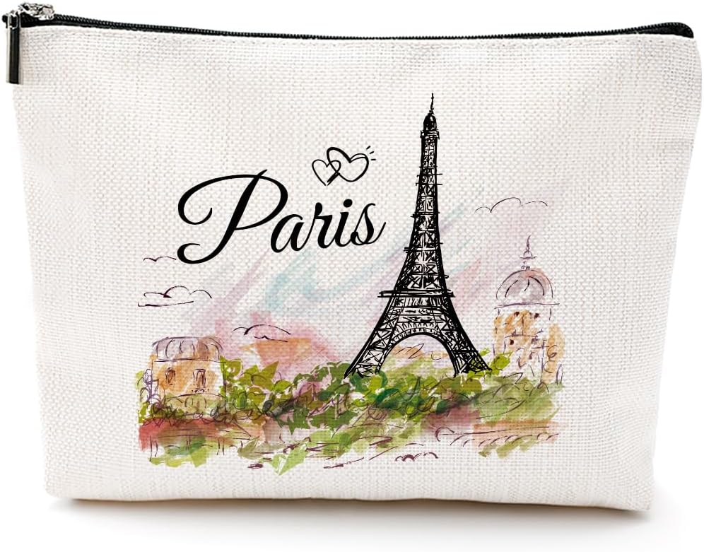 Watercolor Paris Gifts Paris Makeup Bag Cosmetic Bag Paris Souvenirs Paris Travel Gifts Birthday Bachelorette Party Friendship Gifts for Paris Lovers Women Girls Bestie Sister Bridesmaid Christmas
