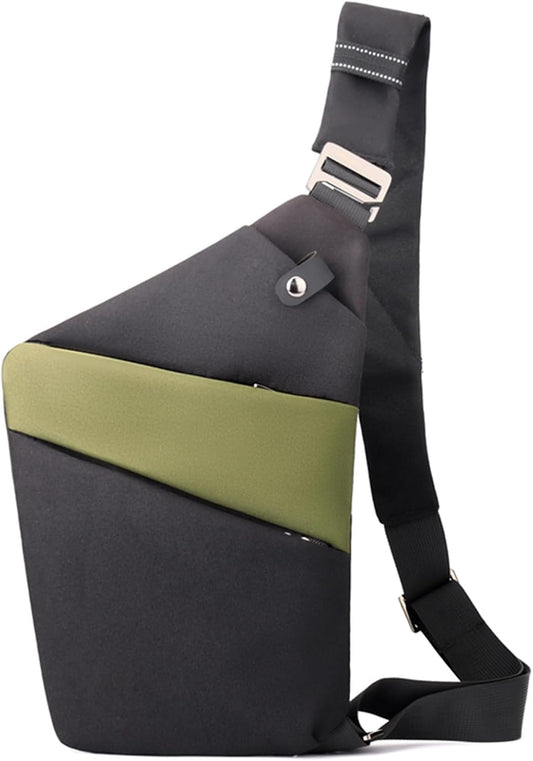 Anti Theft Crossbody Bags for Women, 2025 New Anti-Theft Travel Bag, Shoulder Bag Anti-theft Design for Travel, Sport (Black Green - Right Shoulder)