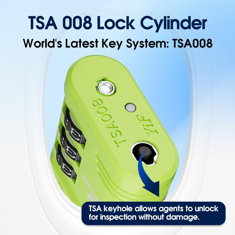 SURE LOCK TSA Locks for Luggage, TSA Approved Luggage Locks with Open Alert, 008 Key for High Security, Easy Read Dials, Zinc Alloy Body, Locker Lock for Suitcase, Gym, Travel. (Green 2 pk)