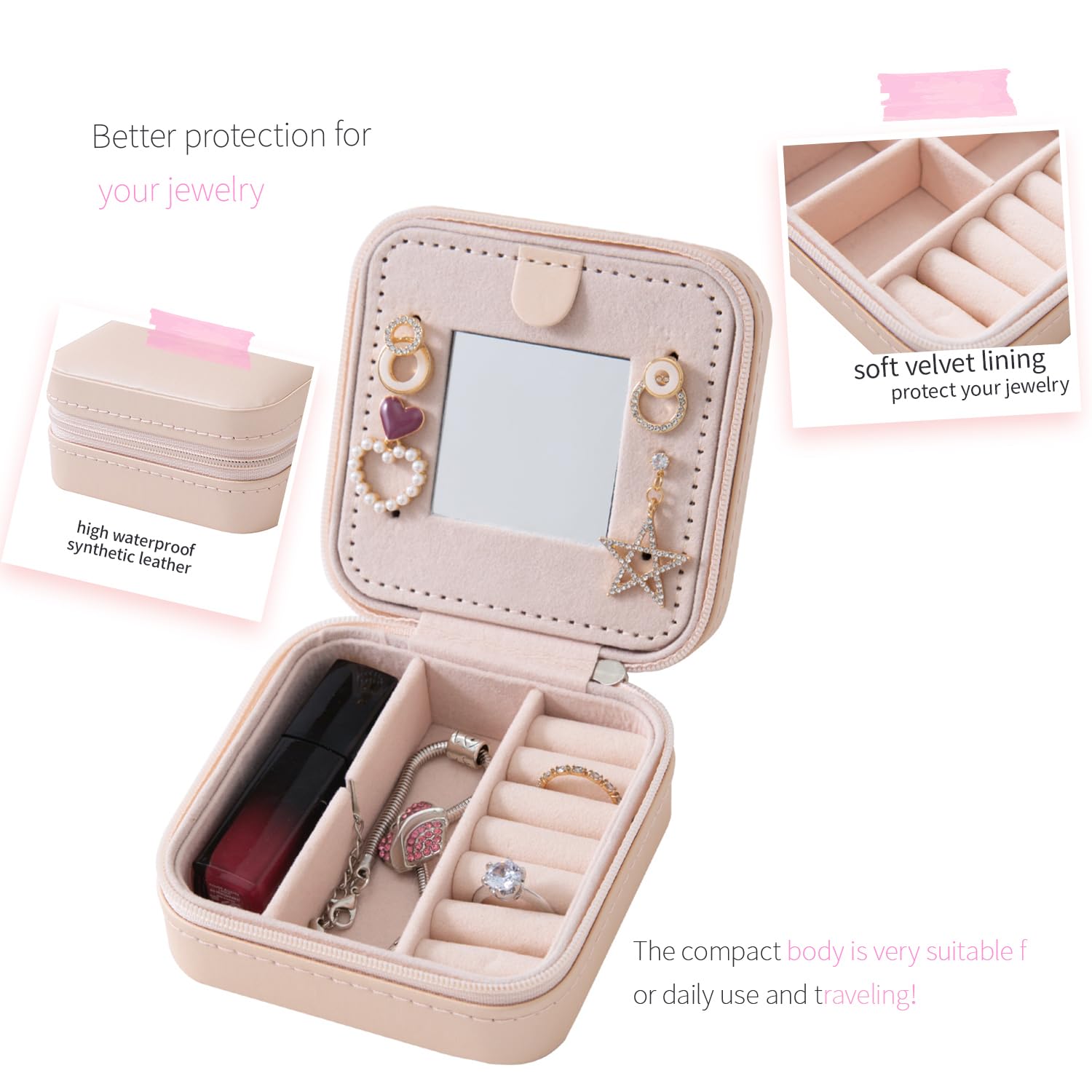 KElofoN Travel jewelry case Travel jewelry box Travel Jewelry Organizer Small box Gift for Girls