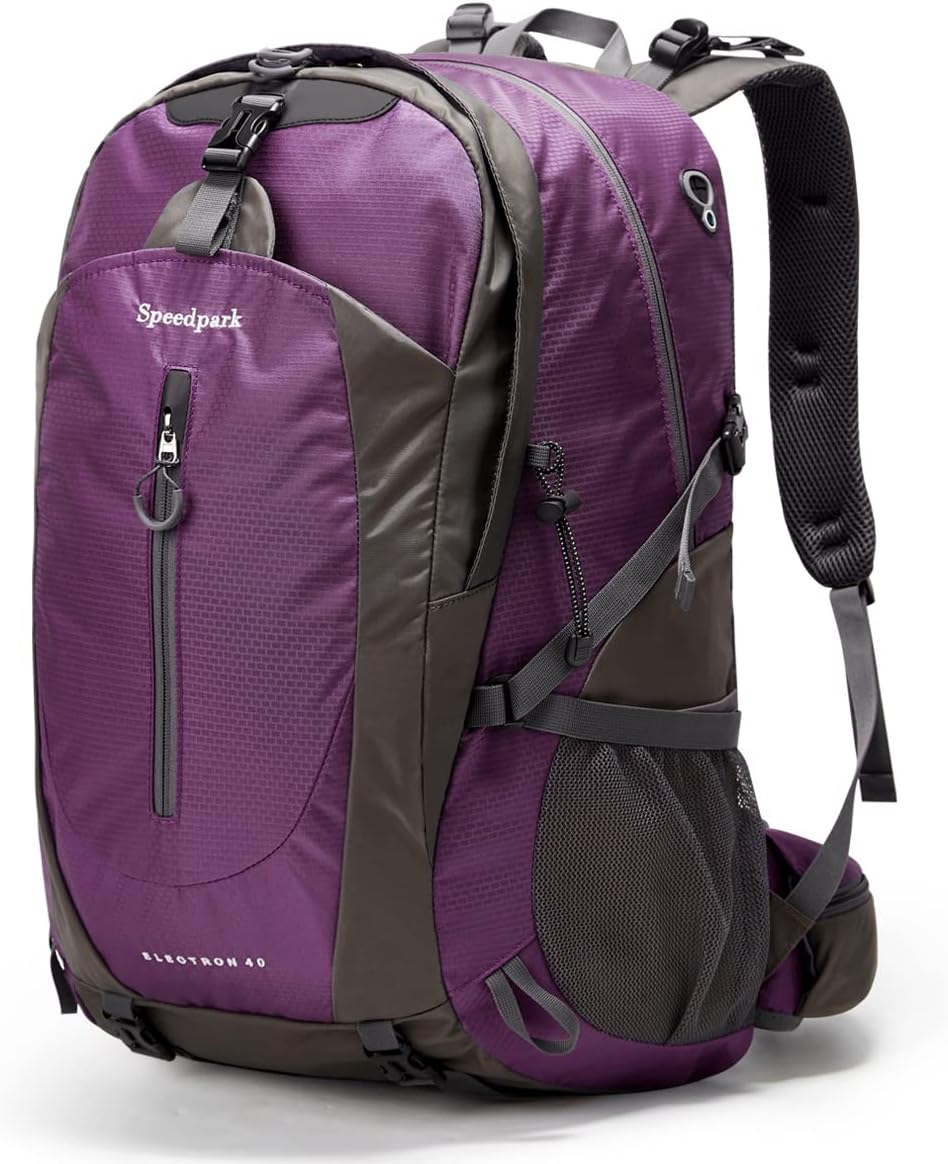 SPEEDPARK Hiking Backpack 40L Waterproof Hiking Daypack with Rain Cover, Outdoor Trekking Travel Backpacks for Men Women
