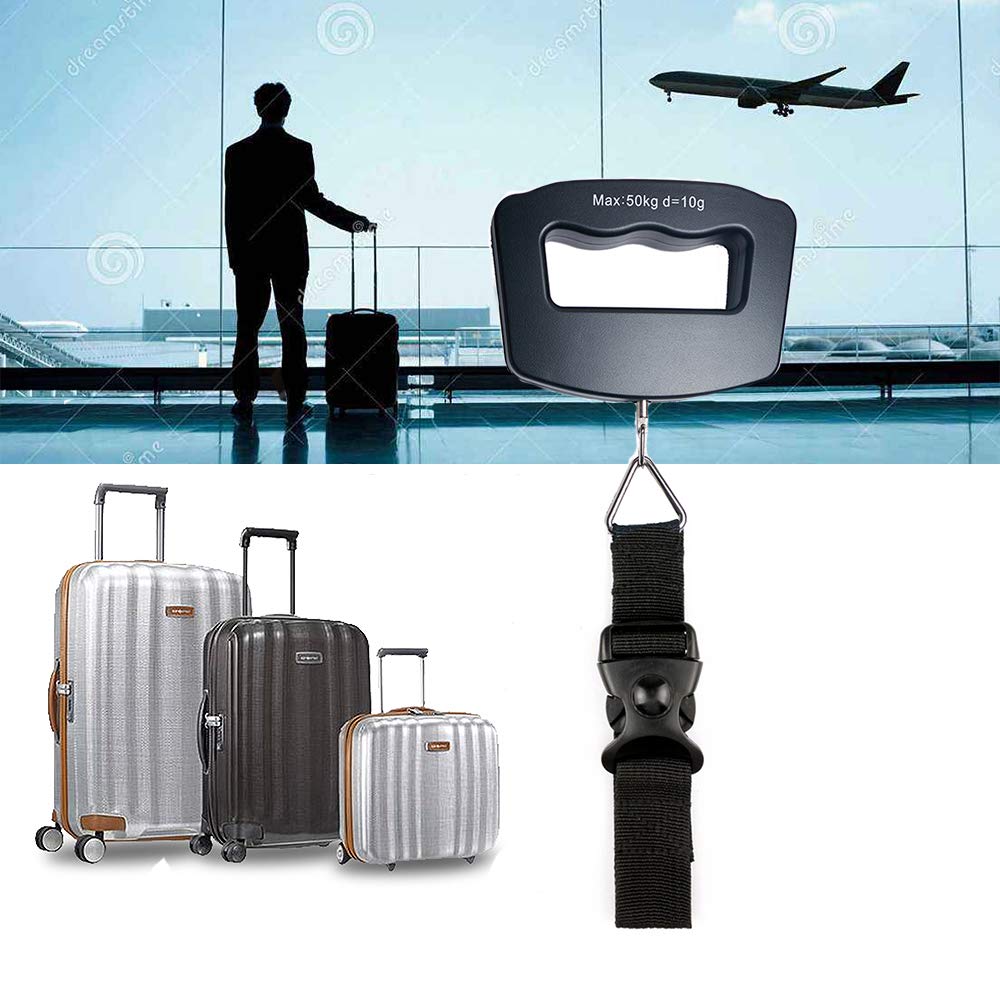 Handheld Digital Luggage Scale with Grip for Travel Portable Electronic Weighing Suitcase and Bag 110Lb/50kg Black