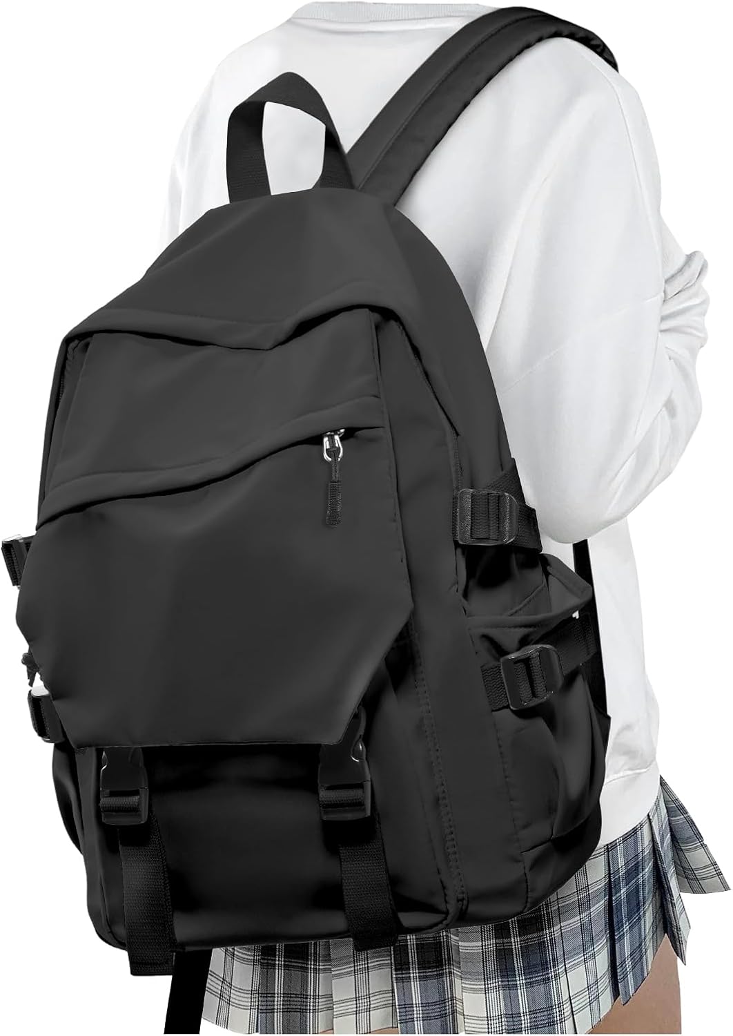 Black Travel Laptop Backpack For Women Small Computer Work Backpack For Men Lightweight College Teacher Backpacks For Women Causal Daypack Backpacks