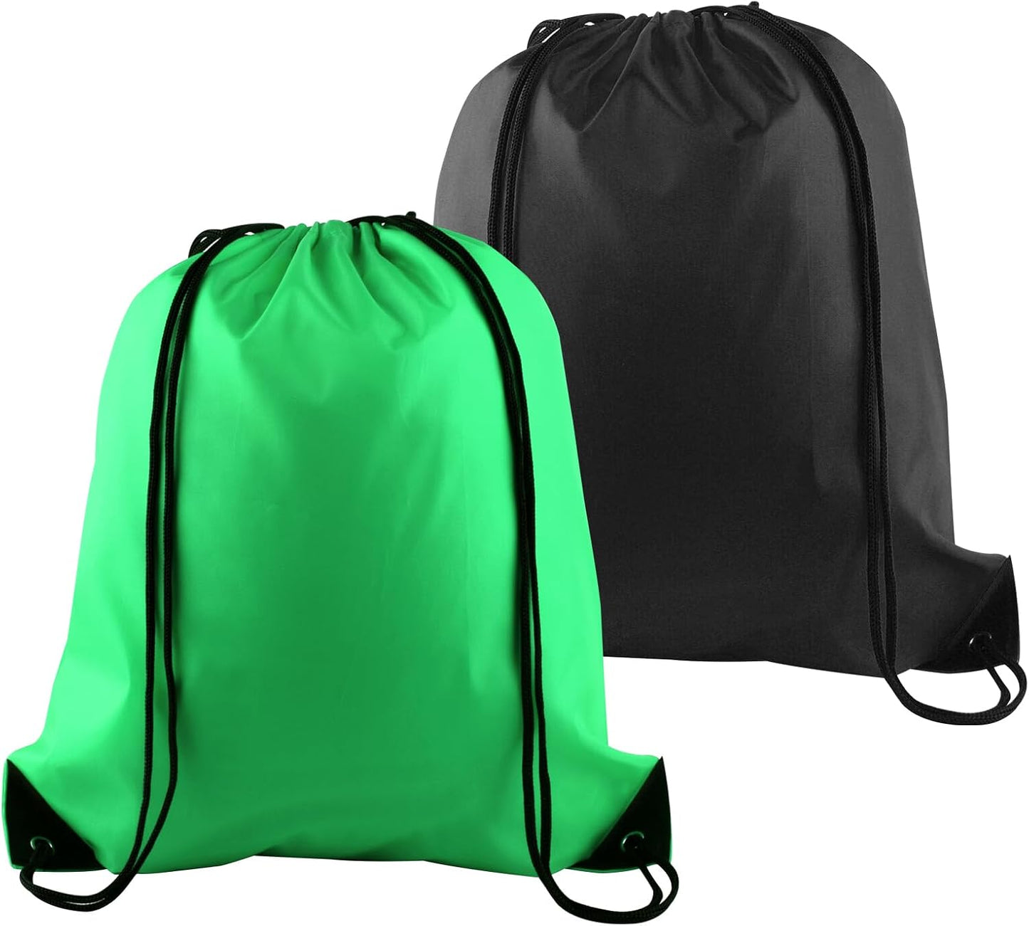 PLULON 2Pcs Drawstring Bags Bulk Drawstring Backpack Green Black String Backpack Cinch Sack Sport