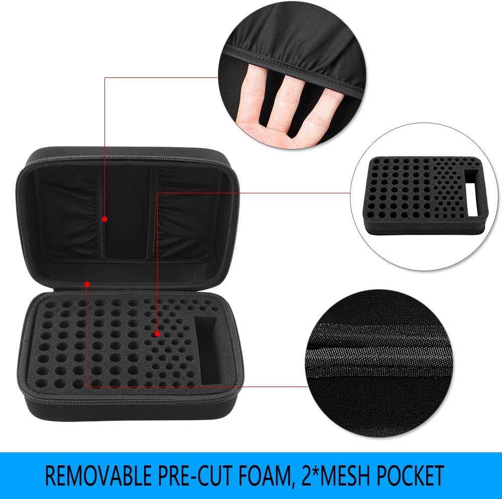 Battery Organizer Storage Box Case Holder for 48 x AA, 48 x AAA Total 96 Batteries with Battery Tester, Extra 2 Pockets for Other Accessories