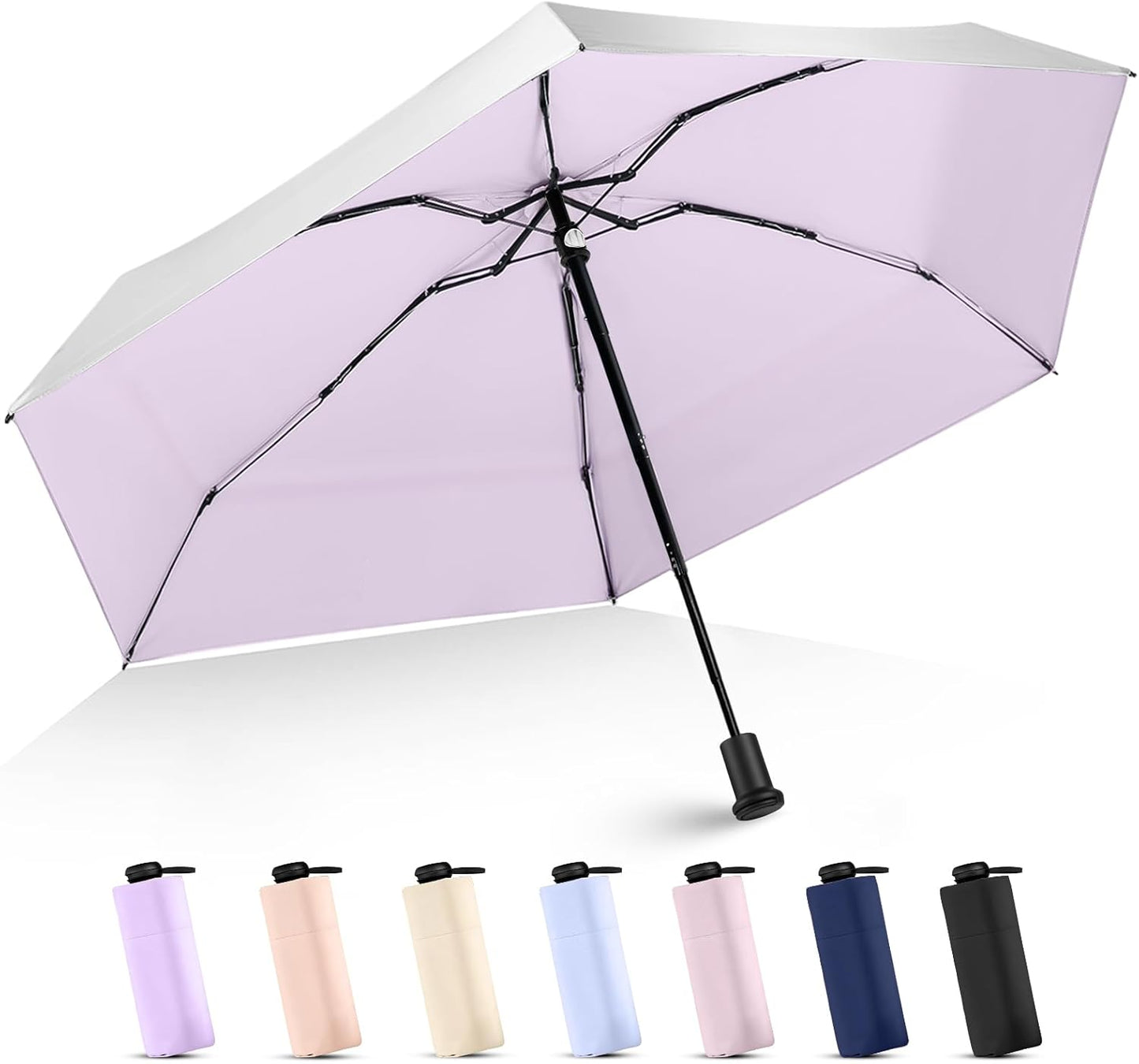 LEAGERA UPF 50+ Mini Umbrella for Travel - Compact Folding Sun Umbrella for Walking Summer Lightweight Purse Small Umbrellas for Women Girls