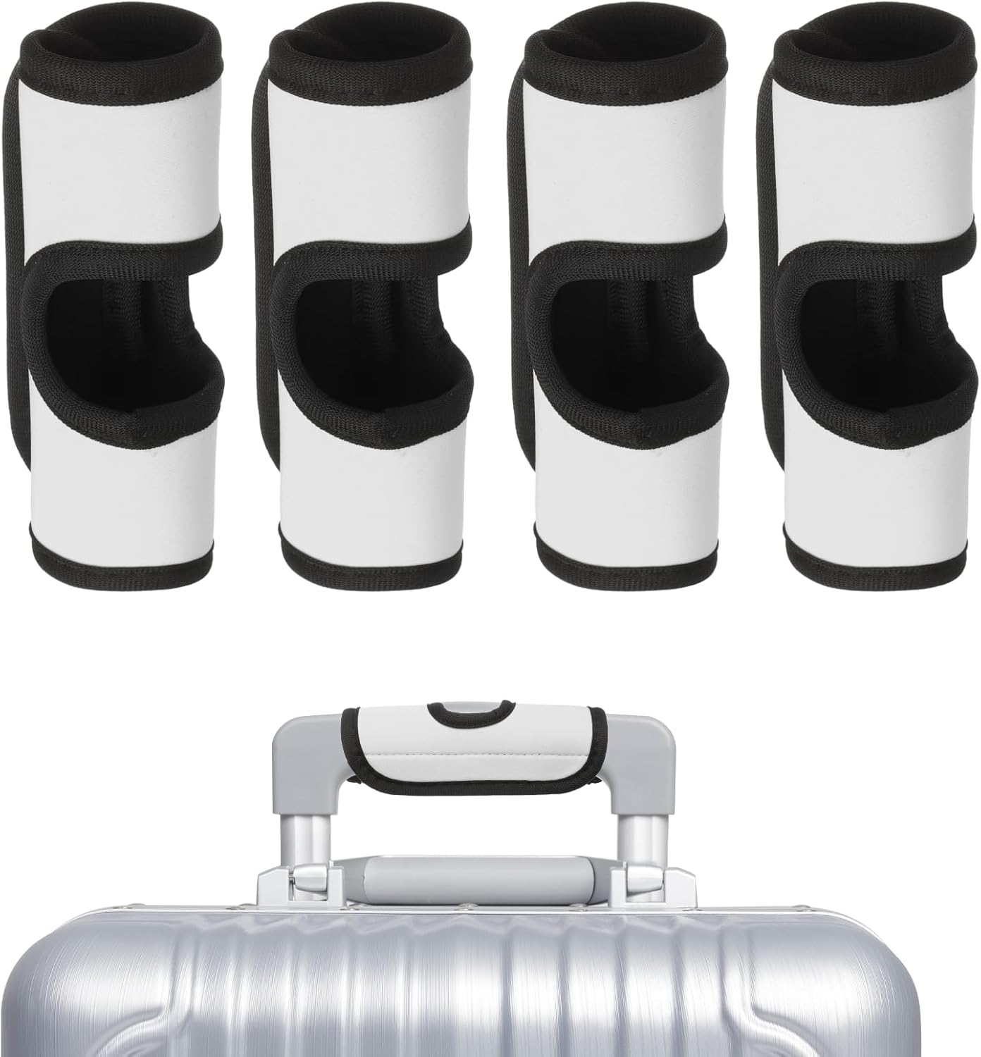 uxcell Luggage Handle Wrap, 4 Pcs Hollow Neoprene Handbag Grip Cover Protector Luggage Identifiers Suitcase Handle Wraps for Luggage Suitcase Travel Bags, White