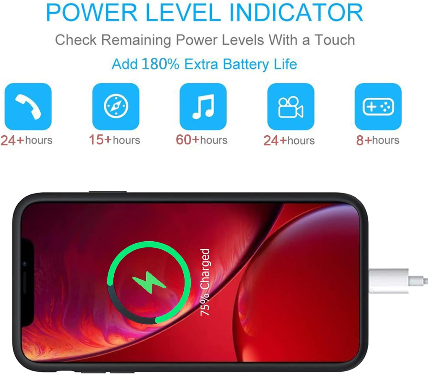 Battery Case for iPhone XR, Upgraded 10000mAh Portable Protective Charging Case with Wireless Charging Compatible with iPhone XR (6.1 inch) Rechargeable Battery Pack Charger Case with Carplay (Black)