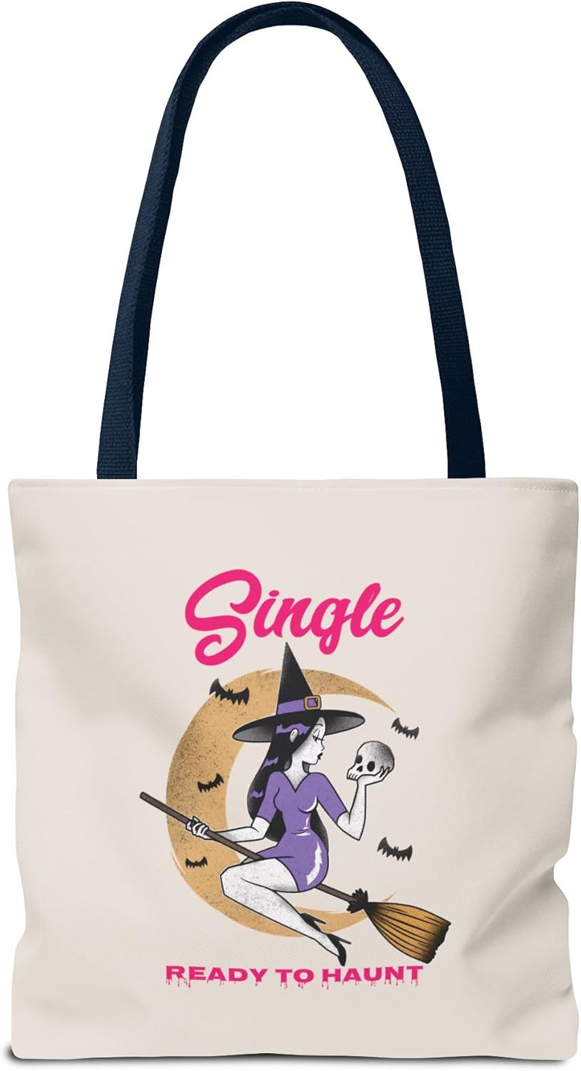 Halloween Tote Bag for Singles, Single and Ready to Haunt, Witchy Tote, Spooky Gift Bag, Fall Vibes, Breakup Gift for her