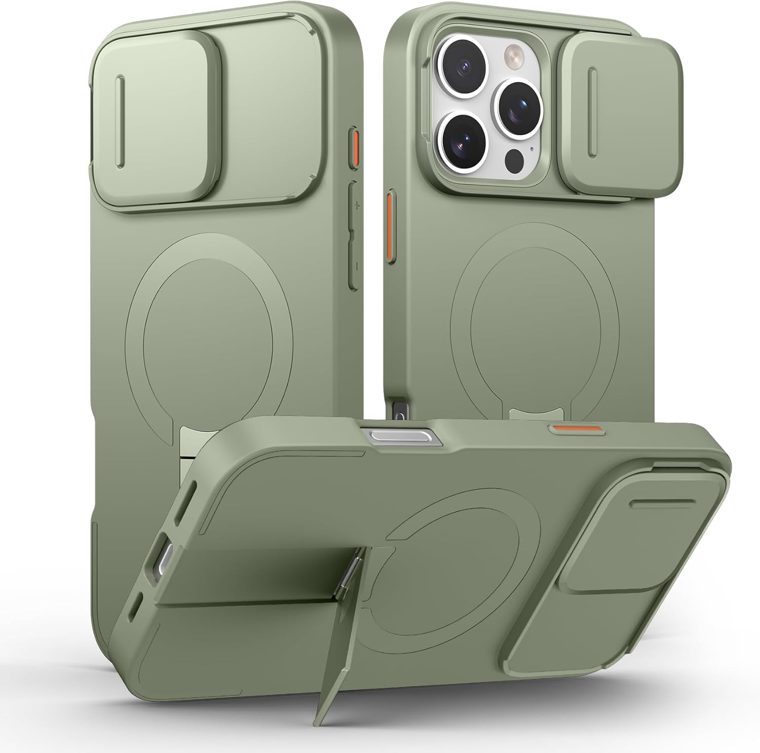 SURITCH for iPhone 16 Pro Max Case with Magnetic Camera Slide Cover and Adjustable Kickstand