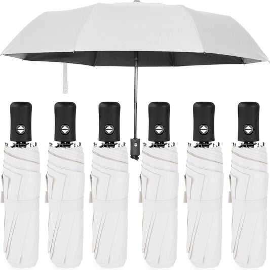 Jexine 6 Pcs Travel Compact Umbrella Automatic Open Close Windproof Small Light Backpack Purse Car Portable Collapsible Umbrella for Rain, Men Women