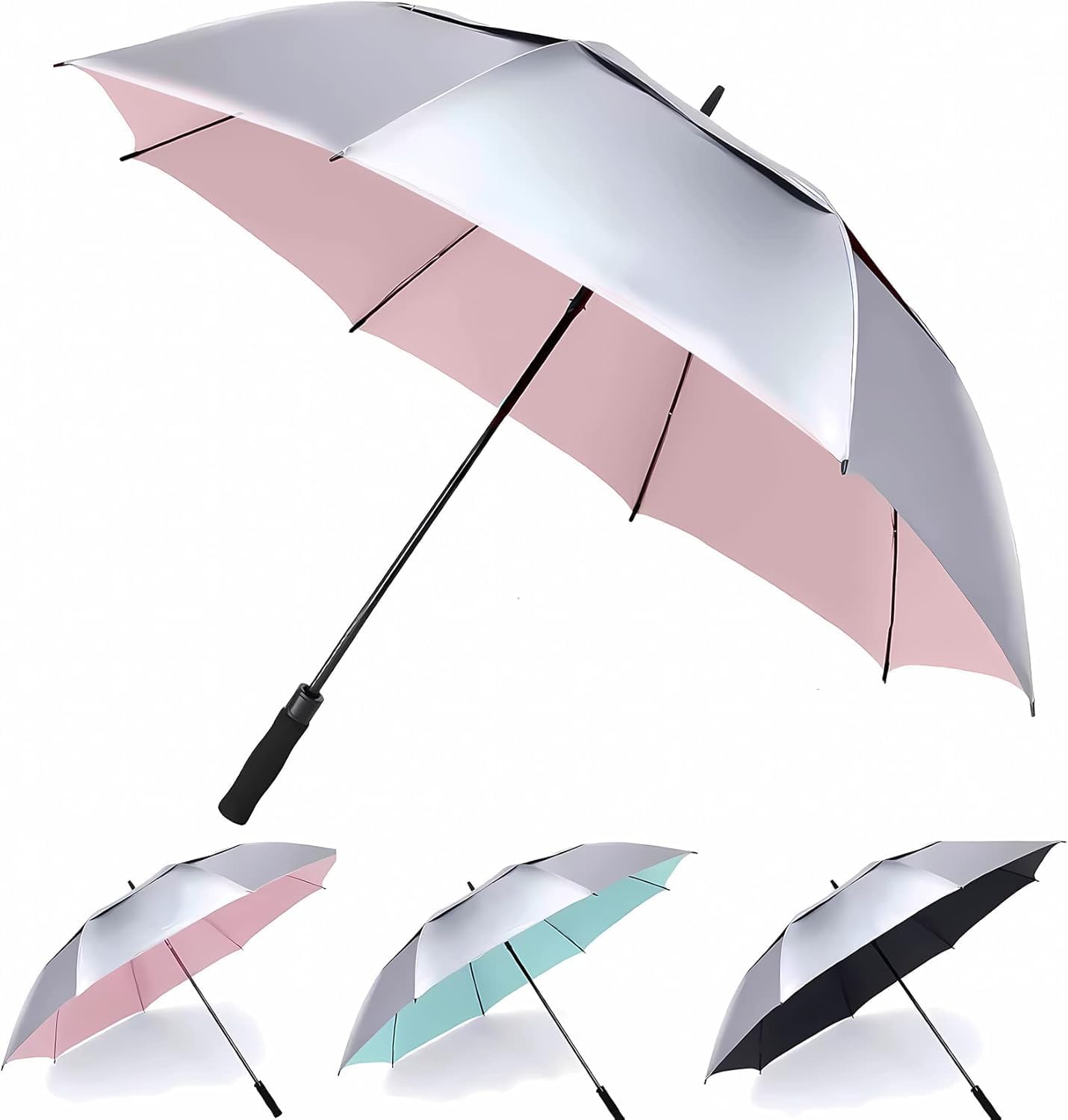MRTLLOA Extra Large Golf Umbrella, 54/62/68/72 Inch Automatic Open, Oversize Double Canopy Vented Windproof Waterproof Sports Umbrellas for Rain