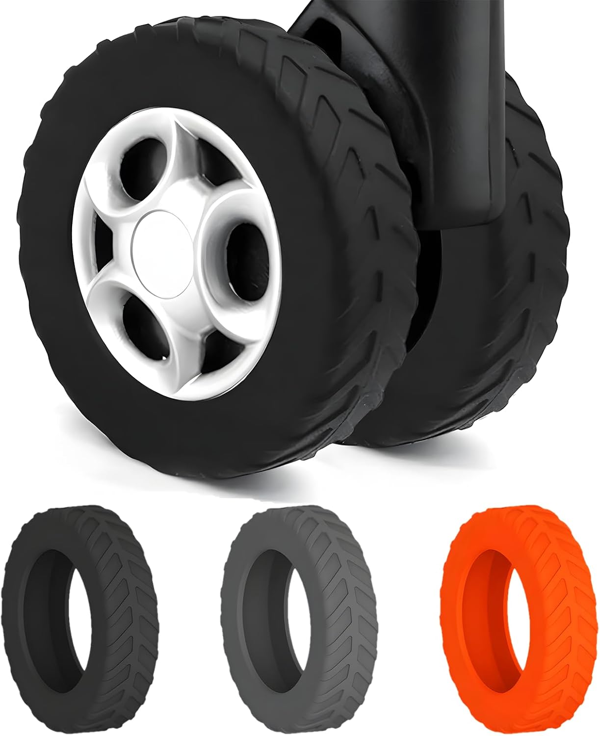 Luggage Wheel Covers for 8 Spinner Wheels – Silicone Protector Set, Anti-Drop & Silent Rolling, Fits 2.1"-2.4" Wheels, Black 10pcs for Carry-On Suitcases & Travel Luggage