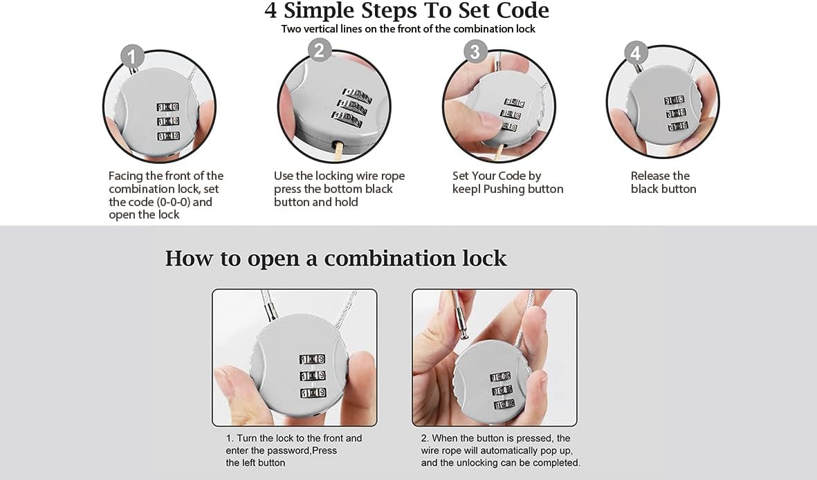 Combination Lock, 6 Pack Color Padlock, 3 Digit Mini Code Lock, Luggage Lock Bag Locks Gym Locks with Combination Code for Travel, Backpacks, Holiday Suitcase