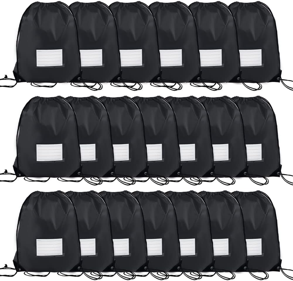 20 Pcs Drawstring Bags,Bulk Draw String Backpack, DIY Gym Sports Cinch Bag Sackpack for Women Men, Black