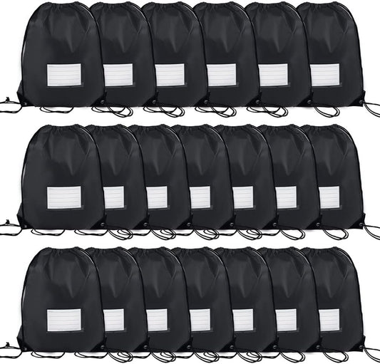 20 Pcs Drawstring Bags,Bulk Draw String Backpack, DIY Gym Sports Cinch Bag Sackpack for Women Men, Black