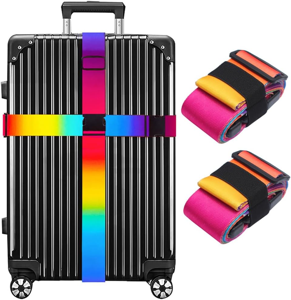 Luggage Straps for Suitcases TSA Approved Easy Pack Organized Suitcase Strap, Luggage Strap, Luggage Belt Strap, Bag Straps for Luggage. Buckle Straps Travel Accessories (Colorful)