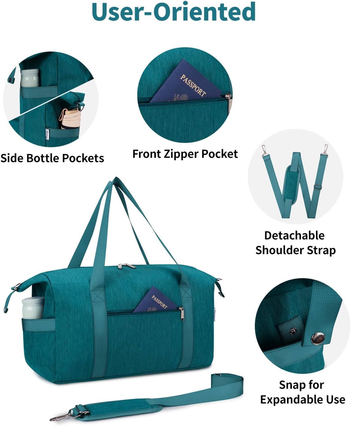 Narwey For Spirit Airlines Personal Item Bag 18x14x8 Travel Duffel Bag Carry on Bag Underseat for Airplane with Wet Pocket Small Gym Bag Weekender Overnight for Women and Men (Teal)