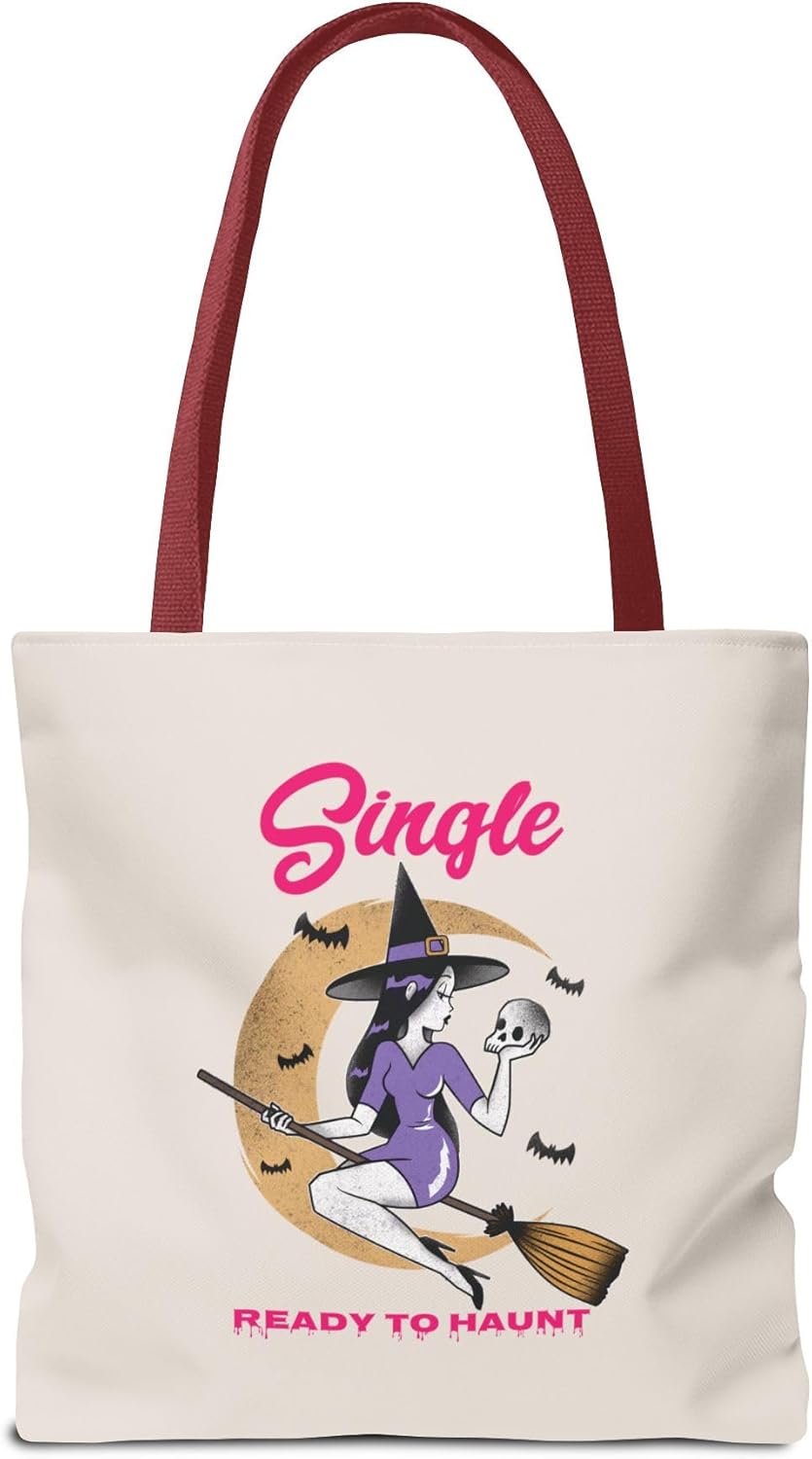 Halloween Tote Bag for Singles, Single and Ready to Haunt, Witchy Tote, Spooky Gift Bag, Fall Vibes, Breakup Gift for her