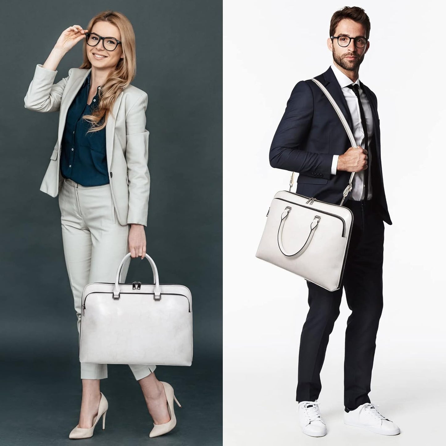 Blofinche Laptop Messenger shoulder bag: Genuine Leather work Briefcase 13.3 15.6 inch designer handbag