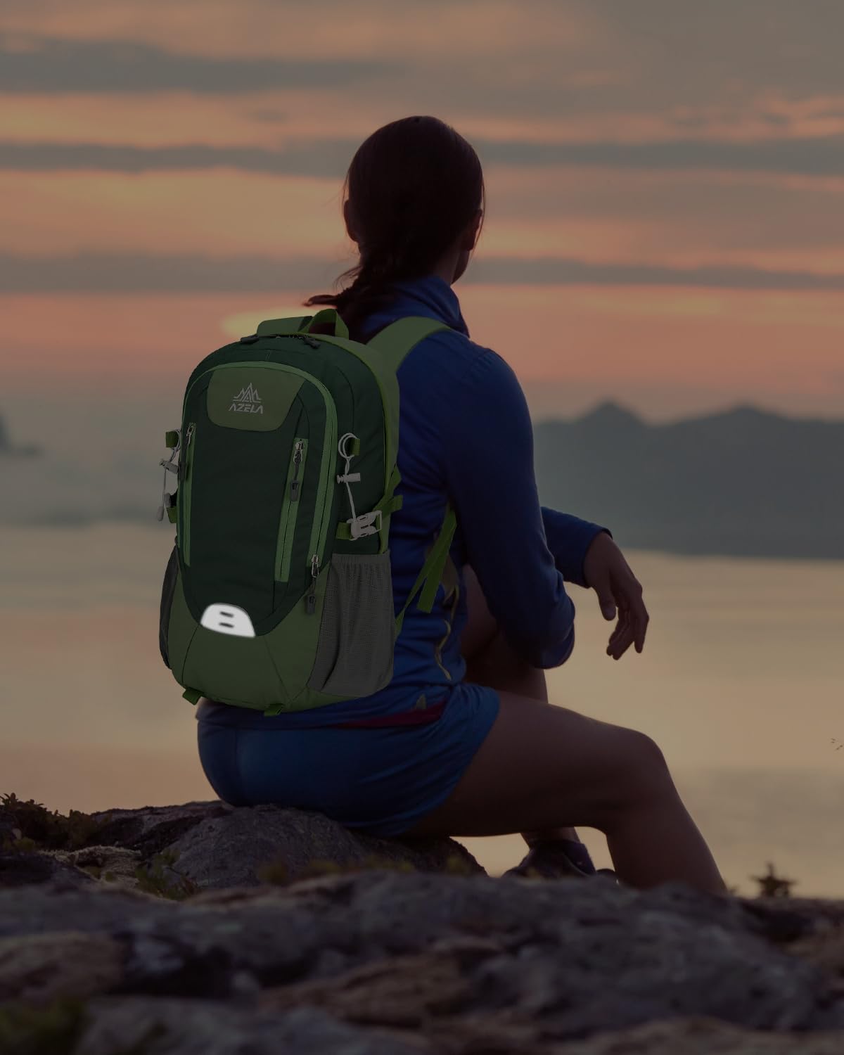 20L Small Reflective Hiking Backpack with Padded Straps for Men Women, Lightweight Travel Daypack, Green