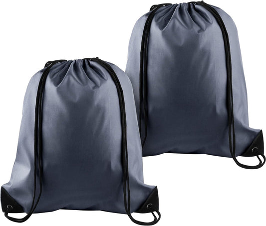 KUUQA 2 Pcs Gray Drawstring Backpacks, 40cm*34cm/15.7"*13.4", Gym, Travel, Outdoor Activities