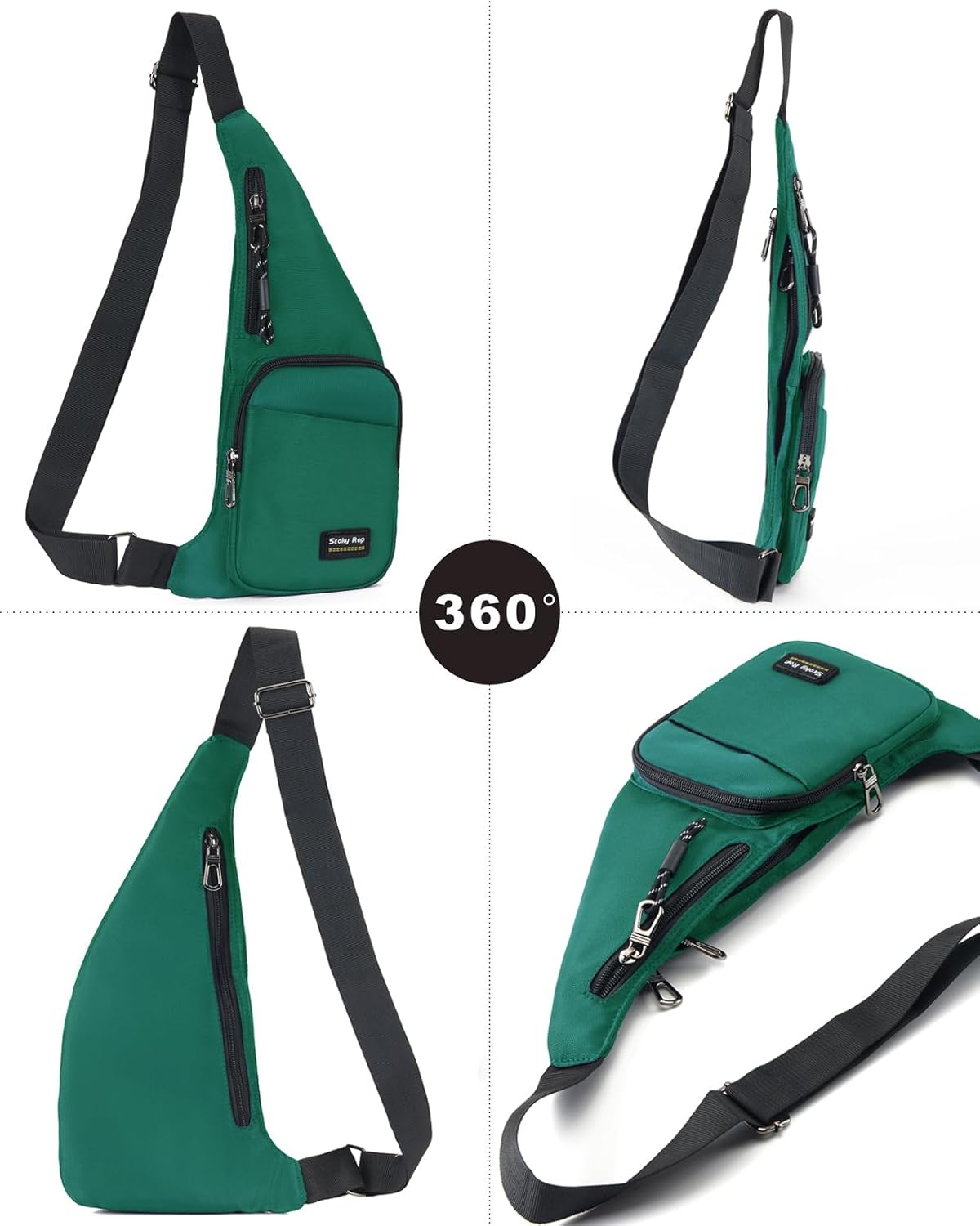 Seoky Rop Sling Bag for Men Women Slim Personal Purse Pocket Small Anti-Thief Crossbody Chest Bag for Travel Hiking Teal Green