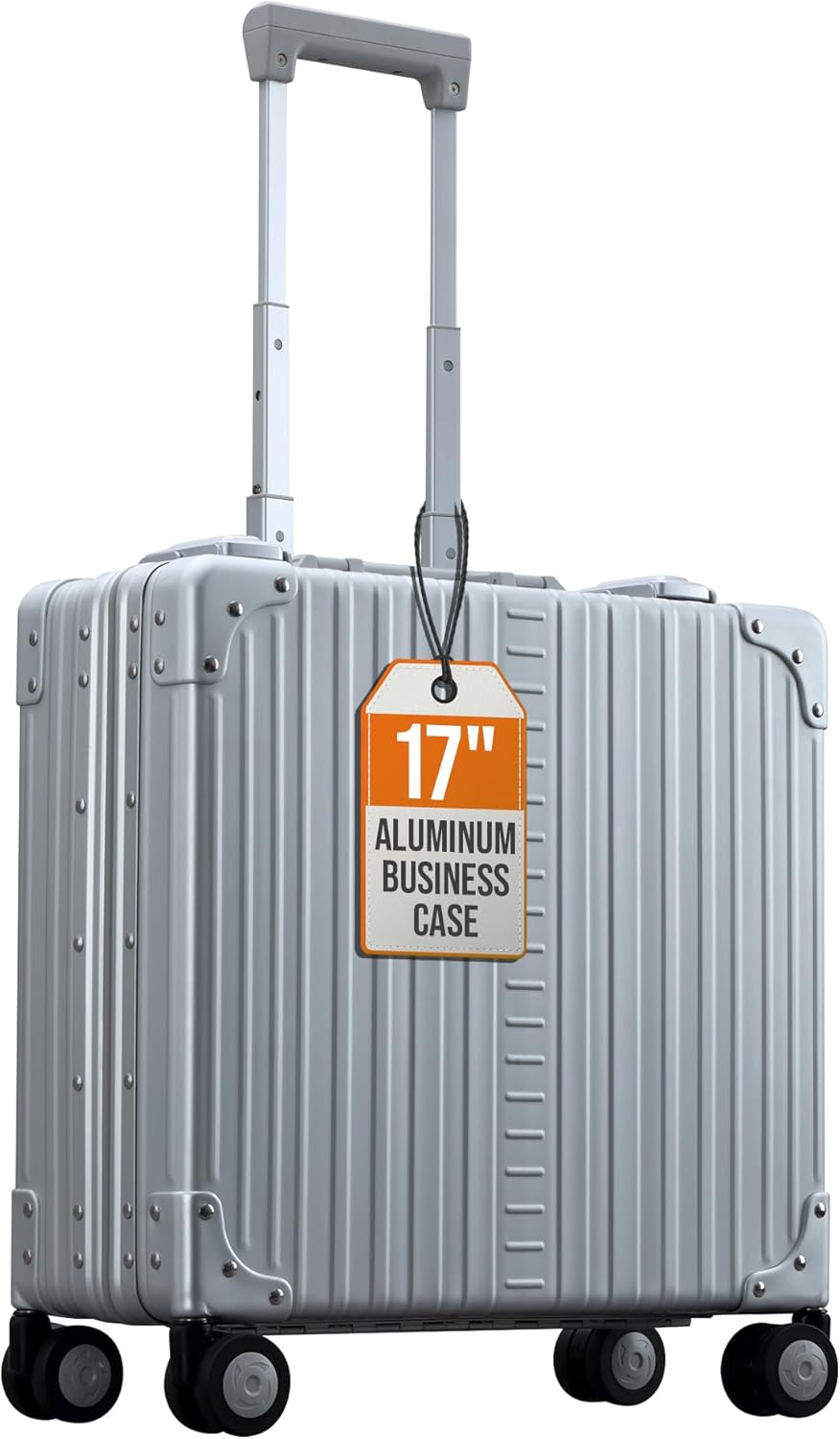 Aleon All Aluminum Lightweight 17" Rolling Laptop Catalog Case, Vertical Opening with TSA Locks & Aircraft-Grade Aluminum Frame