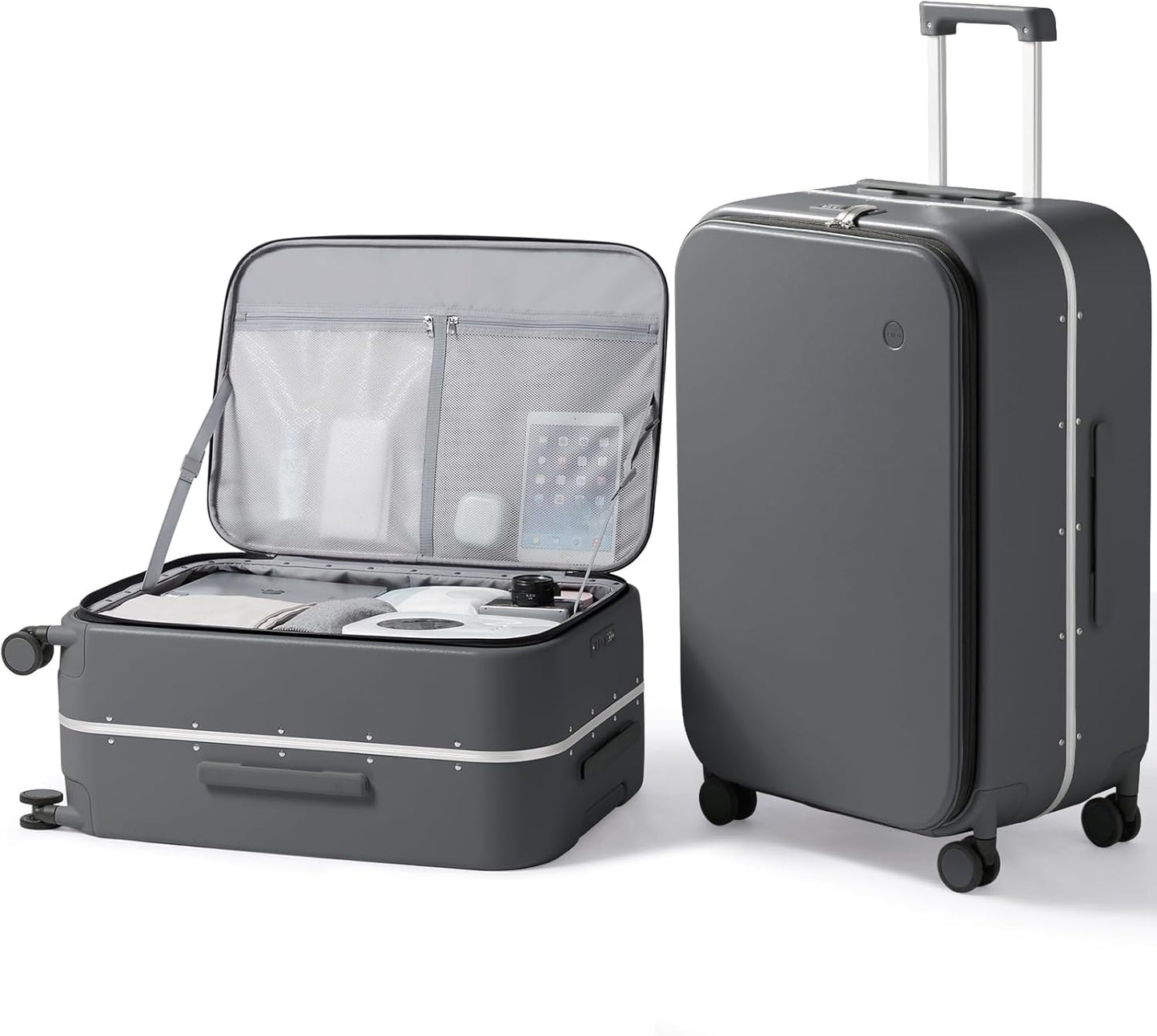 mixi 26 Inch Large Checked Luggage PC Hard Shell Suitcase Top Opening Aluminum Frame Travel