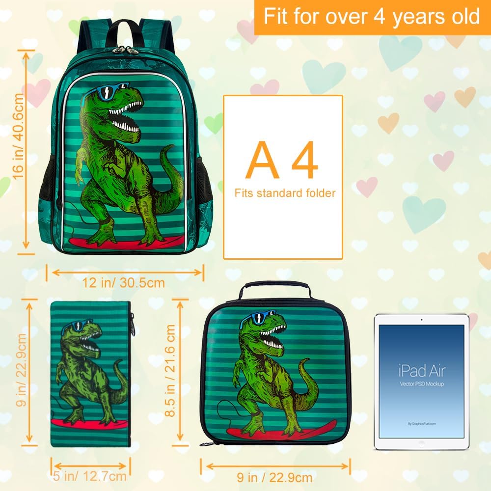3PCS Kids Backpacks for Girls, 16" Little Kid Preschool School Bookbag and Lunch Box - Unicorn/Mermaid/Flamingo
