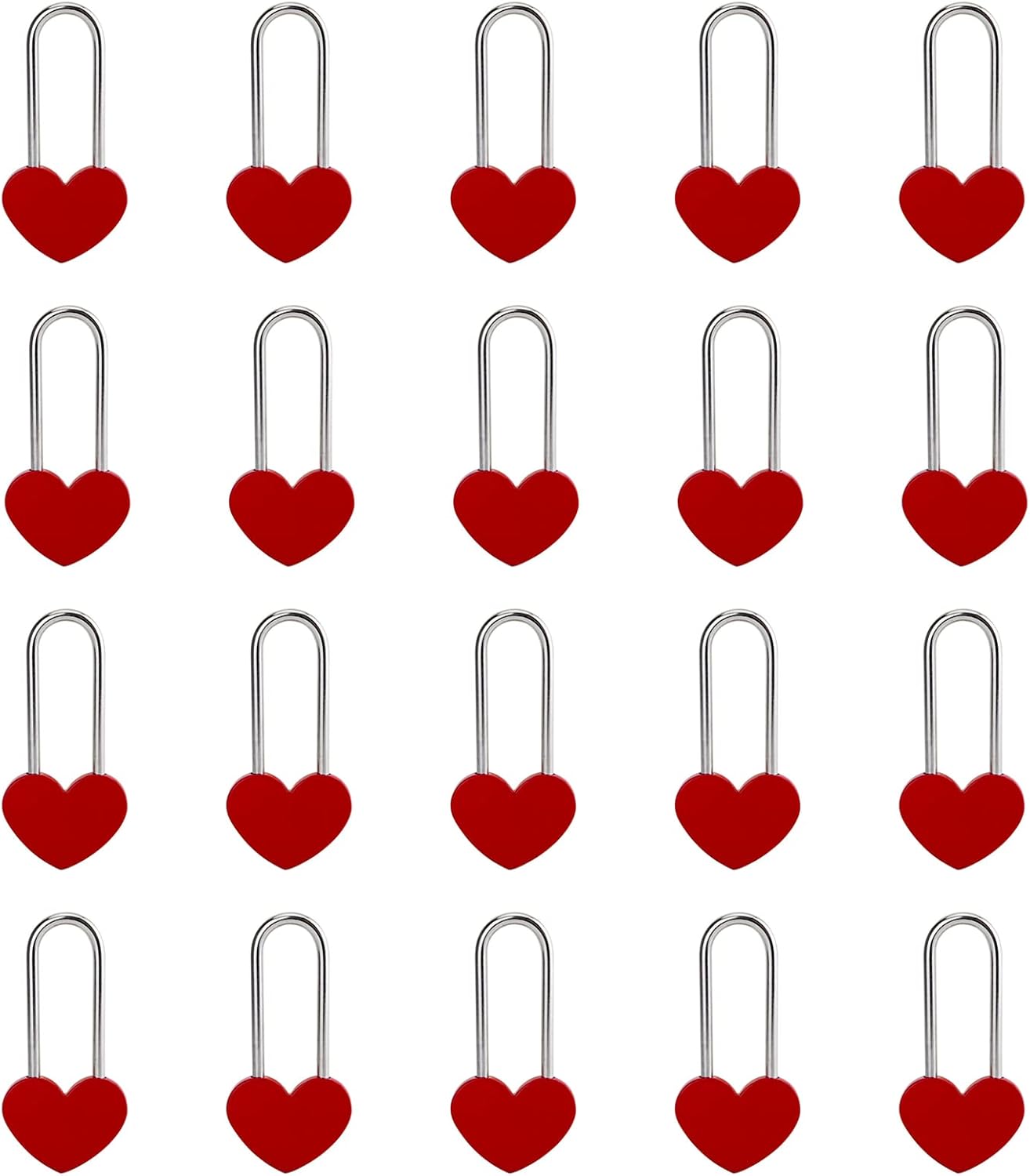 20PCS 3.5" 50mm Love Lock Heart Padlock, Red Single Heart Wish Lock for Lovers Wedding, Valentines, Anniversary, Travel, Valentines Day(NO Key)