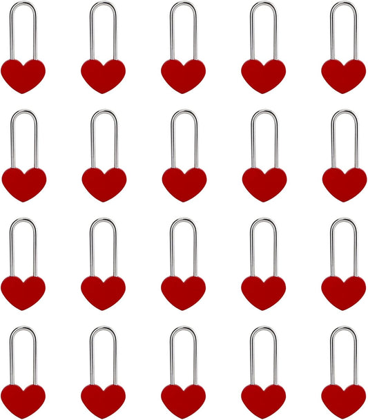 20PCS 3.5" 50mm Love Lock Heart Padlock, Red Single Heart Wish Lock for Lovers Wedding, Valentines, Anniversary, Travel, Valentines Day(NO Key)