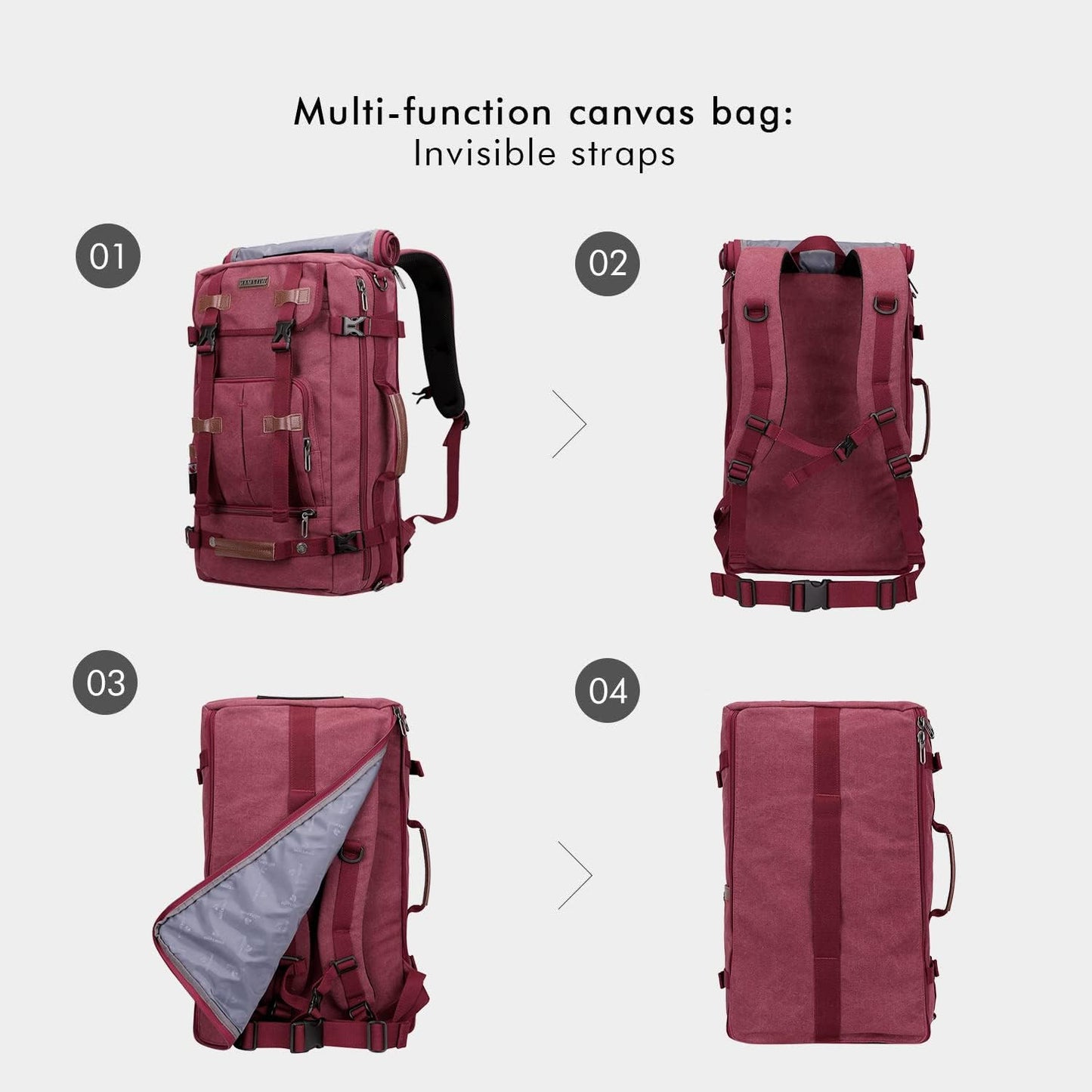 WITZMAN Canvas Backpack Vintage Travel Backpack Large Laptop Bags Convertible Shoulder