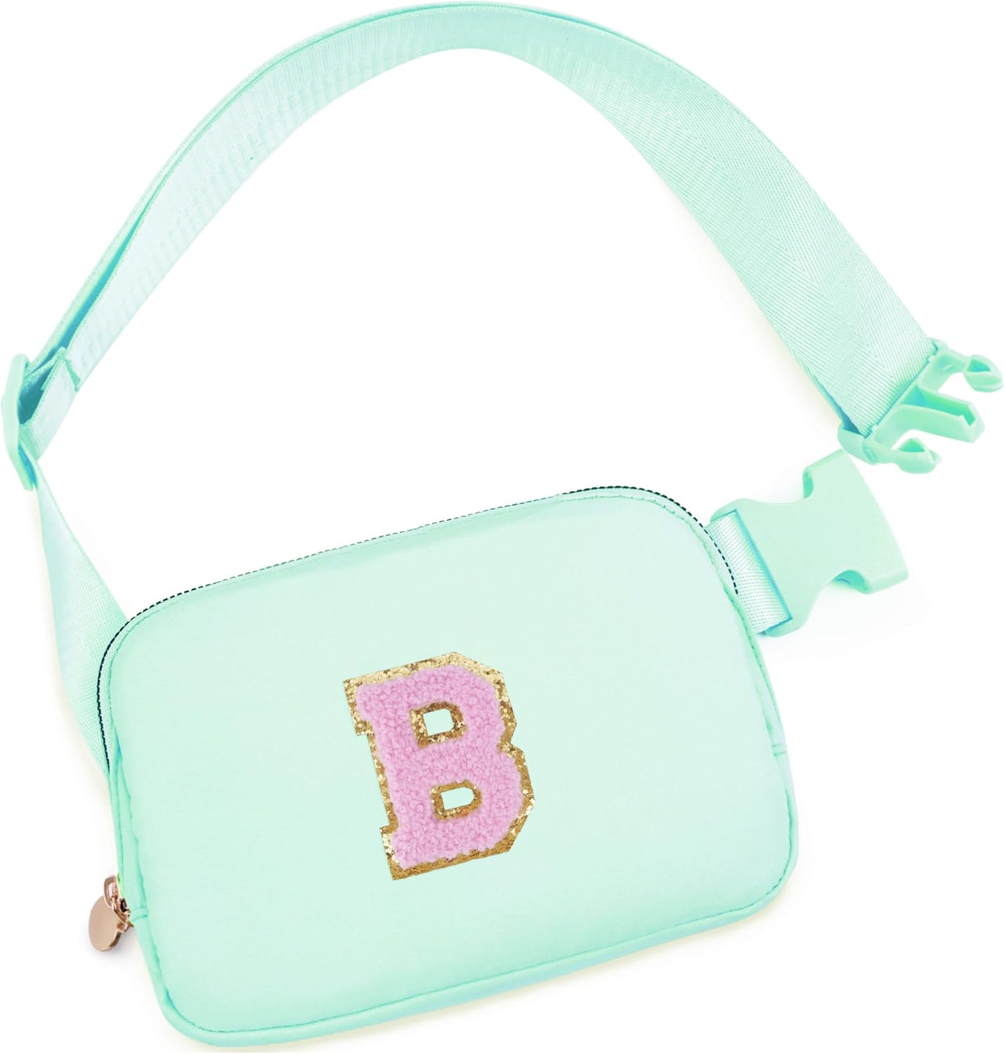 Belt Bag Fanny Pack Crossbody Bags with Initials Letter Patch Cute Stuff Birthday Gifts for Teenager Girls Trendy Stuff for Teens | Light Green,B