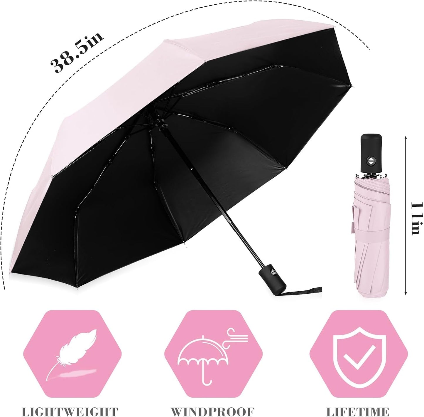Jexine 6 Pcs Travel Compact Umbrella Automatic Open Close Windproof Small Light Backpack Purse Car Portable Collapsible Umbrella for Rain, Men Women