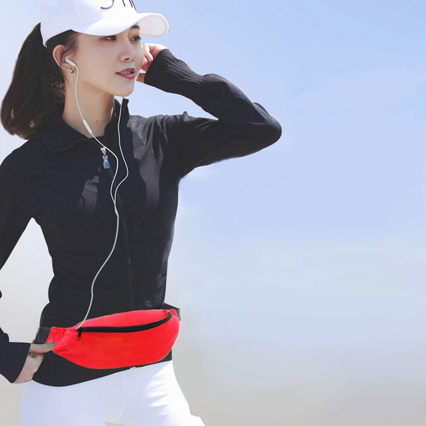 Unisex Fanny Pack for Women Men, Fashion Sporty Multi-purpose 2-Zipper Waist Belt Bag Fanny Pack Waist Bag Adjustable Strap for Sport Hiking Traveling Passport Wallet (3Pcs Red)