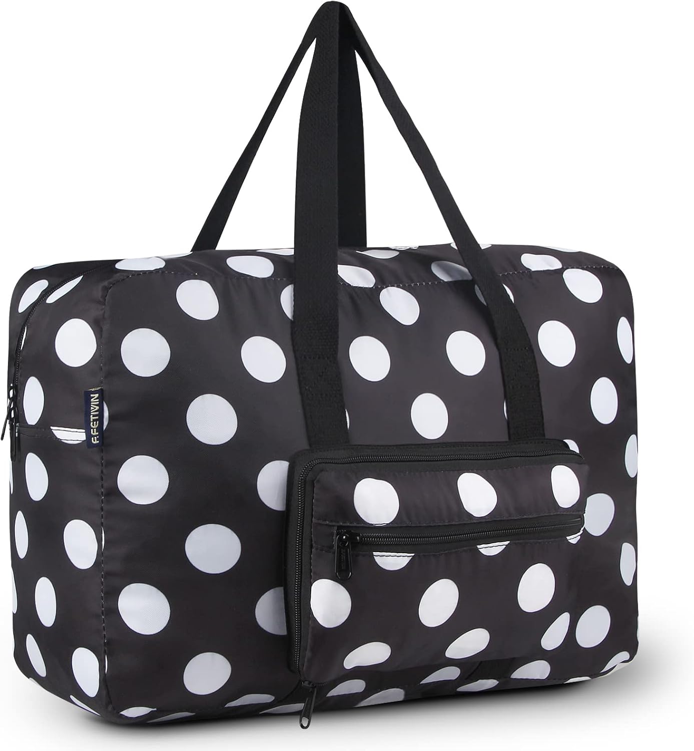 F.FETIVIN Weekender Bag Carry On Travel Duffle Medium Overnight Bag for Women(Black Dot)