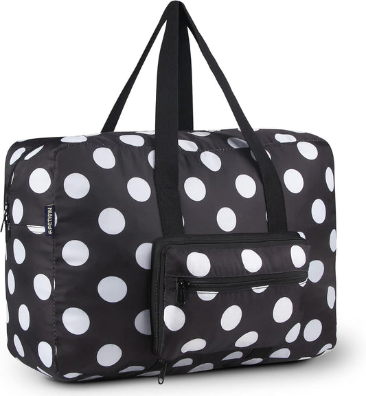 F.FETIVIN Weekender Bag Carry On Travel Duffle Medium Overnight Bag for Women(Black Dot)