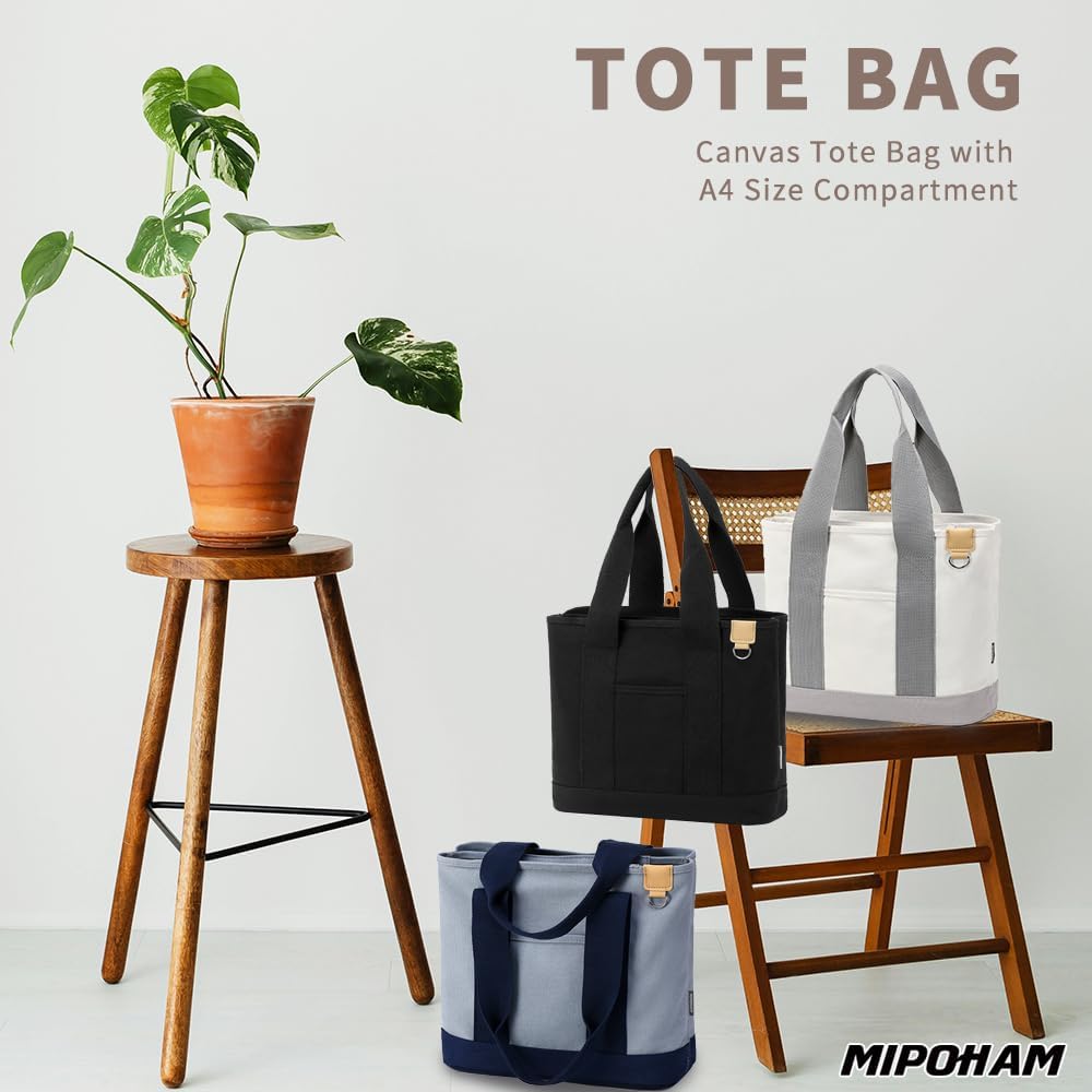 Canvas Tote Bag for Women,Shoulder Bag,Tote Bag with Zipper Canvas Handbag Travel Bags with Keychain