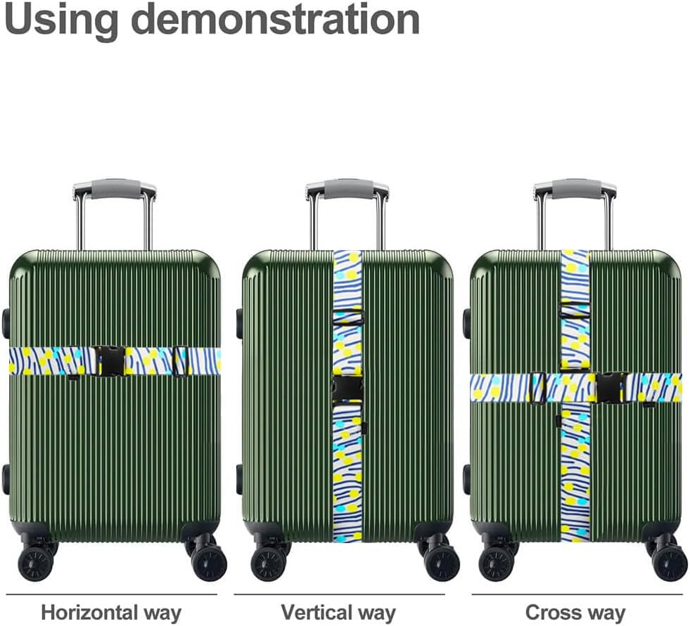 Luggage Straps for Suitcases TSA Approved Easy Pack Organized Suitcase Strap, Luggage Strap, Luggage Belt Strap, Bag Straps for Luggage. Buckle Straps Travel Accessories (Stripe)