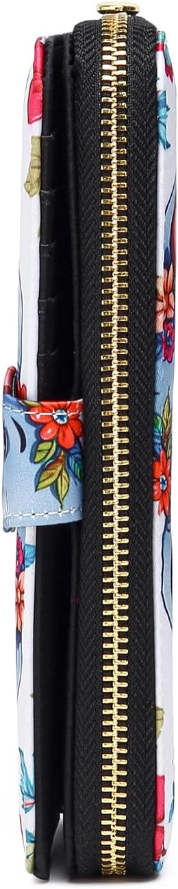 Women Wallet Card RFID For Womens Holder Blocking Credit Small Zipper Purse Pocket Bifold Slim Coin ID Ladies Wristlet Clutch Large Capacity Window Case Travel Zip Women's