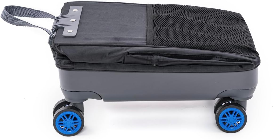 All-Purpose Roller Bag – Foldable Top-Opening Tote on Wheels with Zipper Closure, 8 Spinner Wheels, Lightweight – Travel, Groceries, Laundry, Work, Everyday Hauling - Patent - Blue