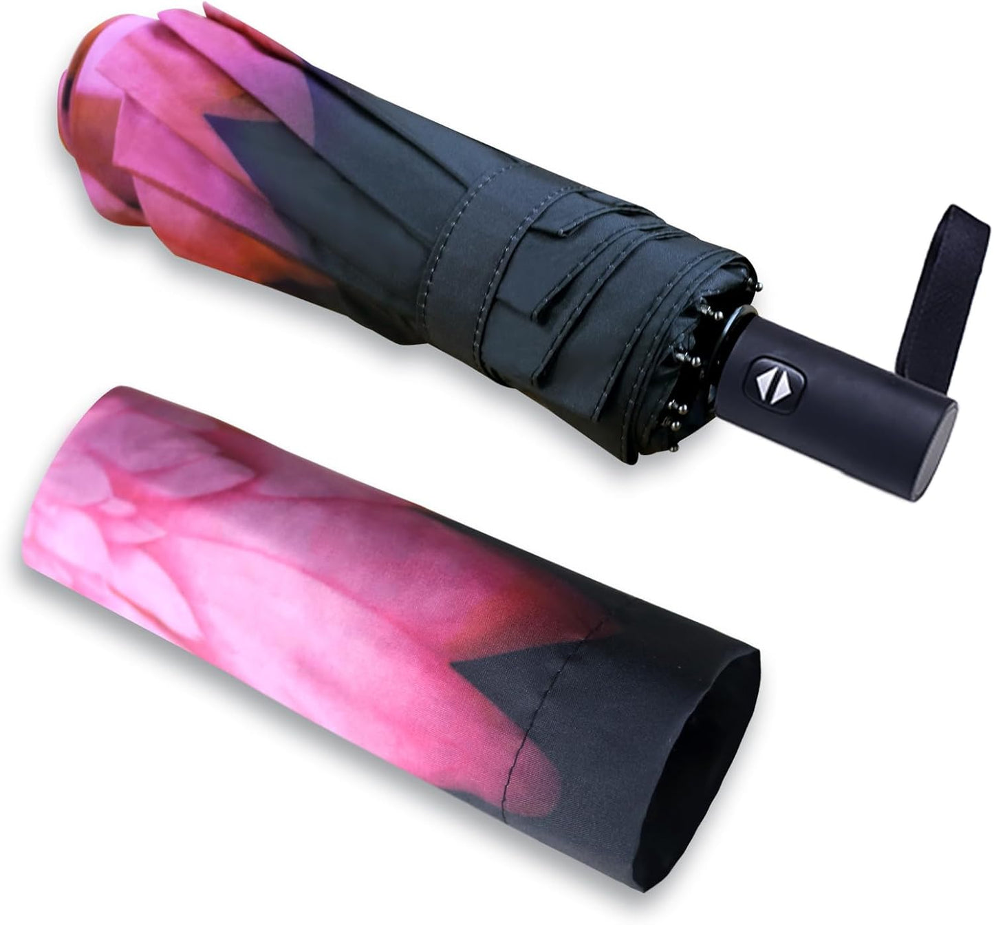 Travel Essentials Umbrella Windproof Compact Collapsible Light, Automatic, Strong and Portable, Wind Resistant Folding Small Umbrella for Rain