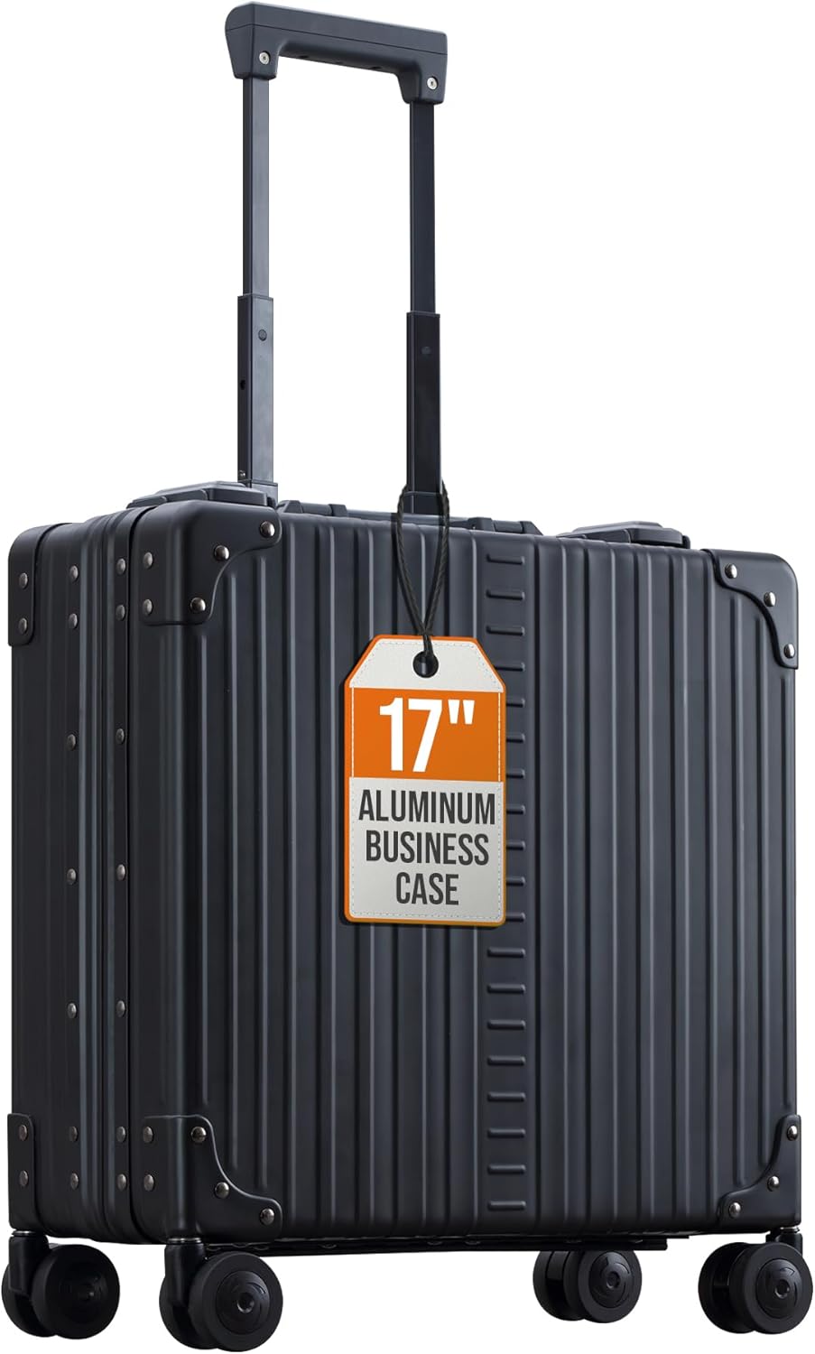 Aleon All Aluminum Lightweight 17" Rolling Laptop Catalog Case, Vertical Opening with TSA Locks & Aircraft-Grade Aluminum Frame