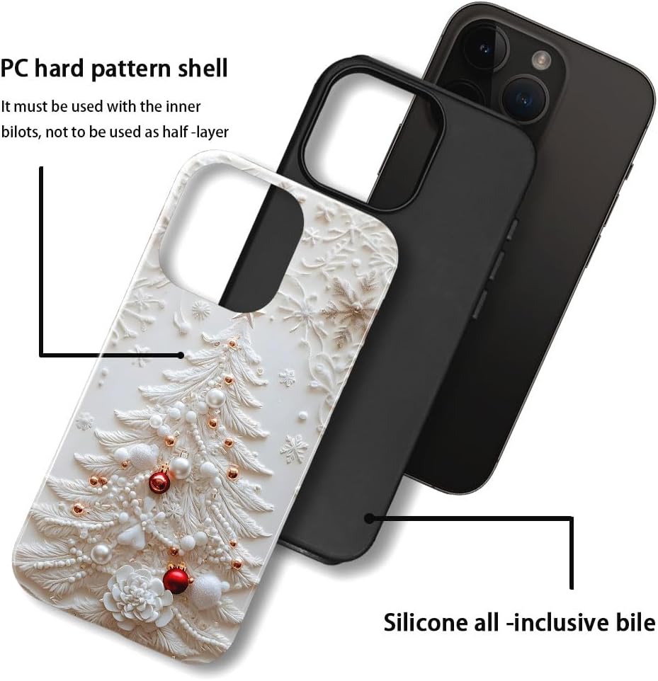 Case for iPhone 13 Pro Max - Slim Fit Anti-Scratch Phone Case for Girl Women - Christmas Tree White (Glossy)