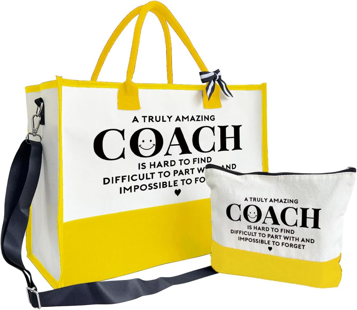 Amazing Coach Tote Bag, Women's Canvas Handbags, Shoulder Beach Bag, Thank You Gift for Female Coach, Gifts for Female Coaches, Canvas Tote Bag With Zipper, Makeup Bag D1