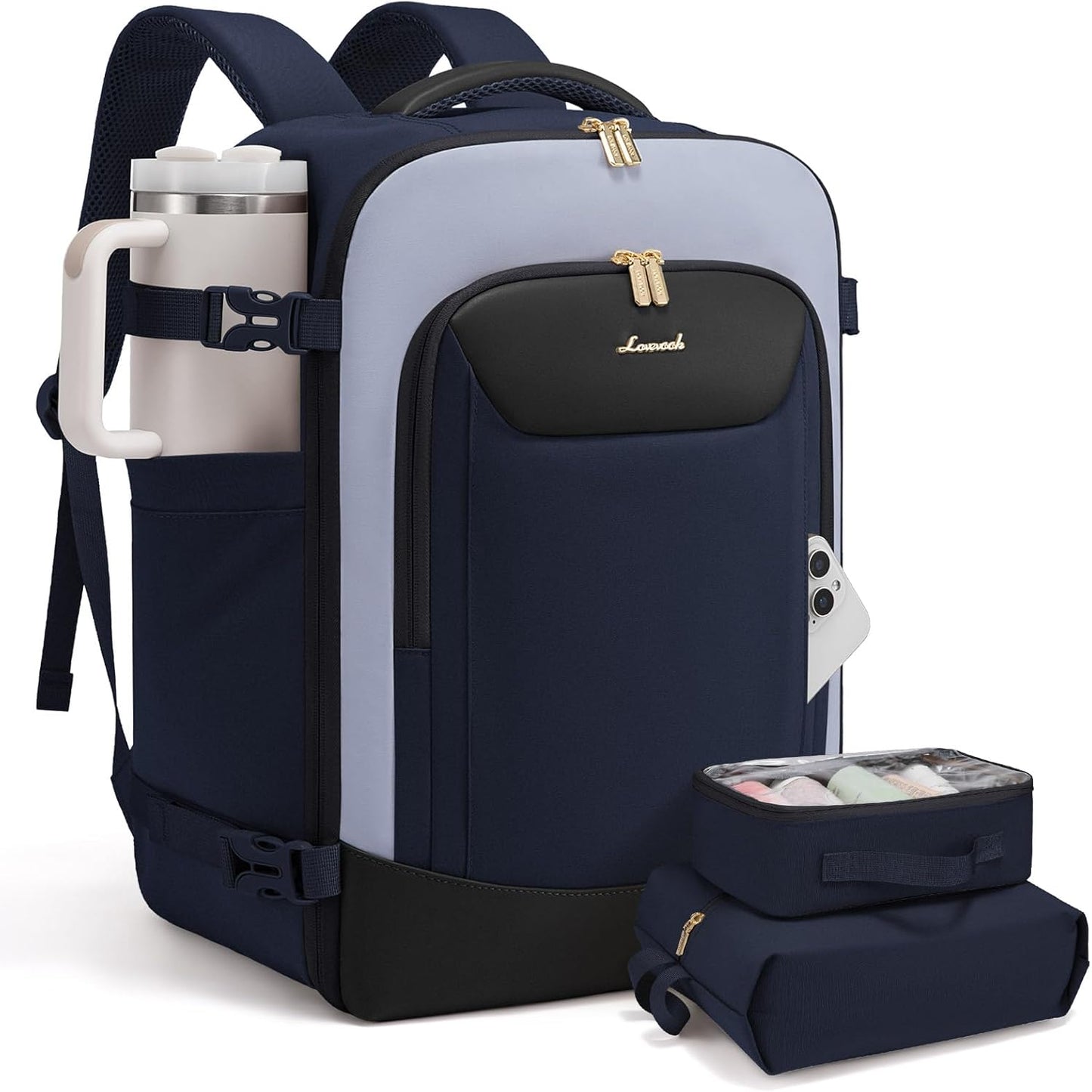 LOVEVOOK 40L Travel Backpack for Women Men, Large Carry on Backpack for Airplanes TSA Personal Item Travel Bag fits 15.6" Laptop, Waterproof Weekender Essentials Airline Approved with 2 Packing Cubes