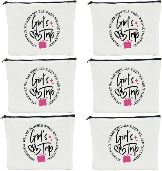 6 Pcs Girls Weekend Gifts for Women Girls Trip Gifts Favors Makeup Bag Cosmetic Bag Bestie Gifts Weekend Bag Coin Purse for Female Lady Girl Daughter Coworker Travel Vacation Christmas Birthday