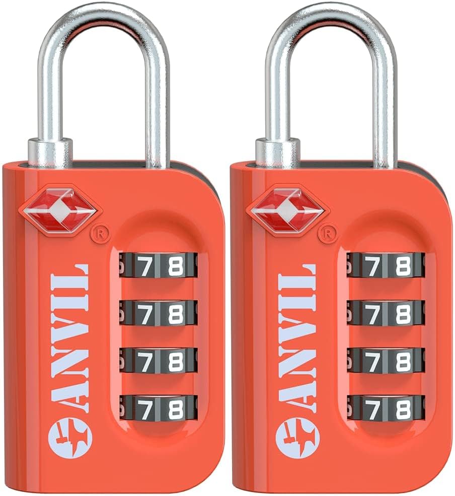 ANVIL TSA Approved Luggage Lock - 4 Digit Combination, 10,000 Combinations, Easy-Read Password